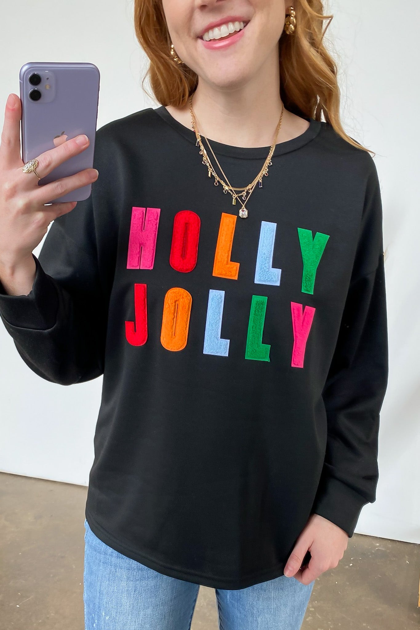  Holly Jolly French Terry Oversized Pullover - Madison and Mallory