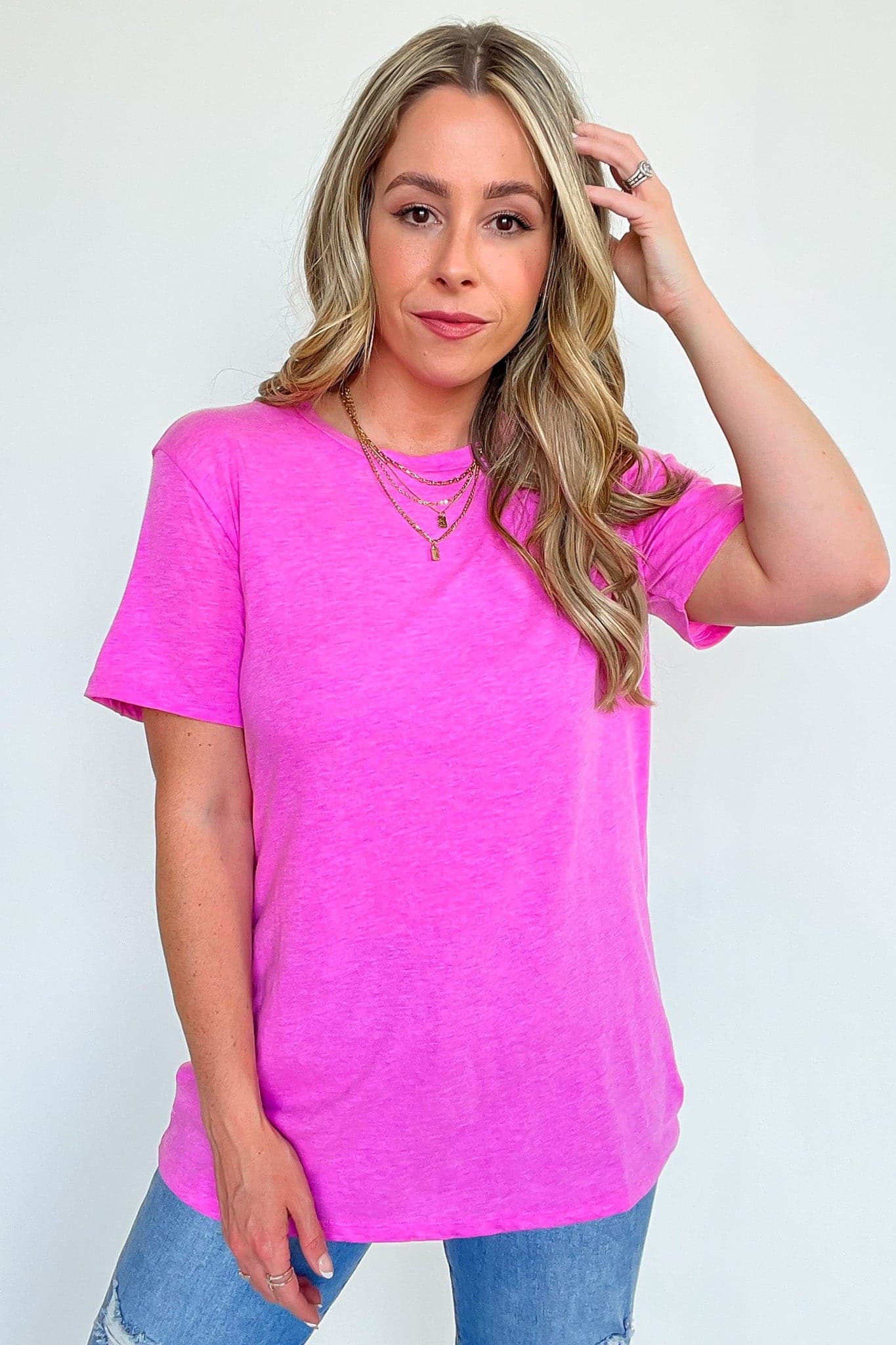 Heather Mauve / S Hype it Up Short Sleeve Boyfriend Tee - BACK IN STOCK - Madison and Mallory