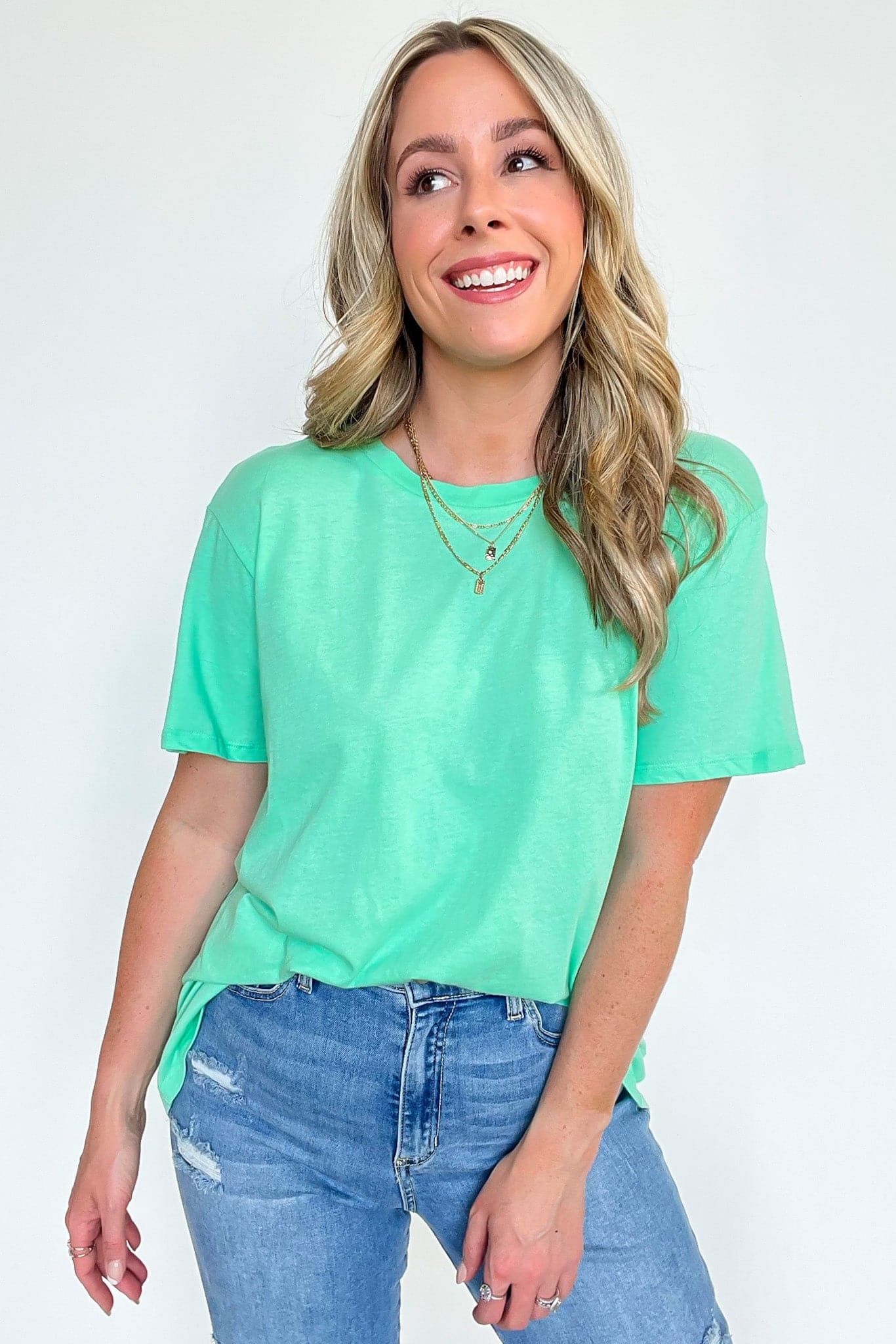 Green Mint / S Hype it Up Short Sleeve Boyfriend Tee - BACK IN STOCK - Madison and Mallory
