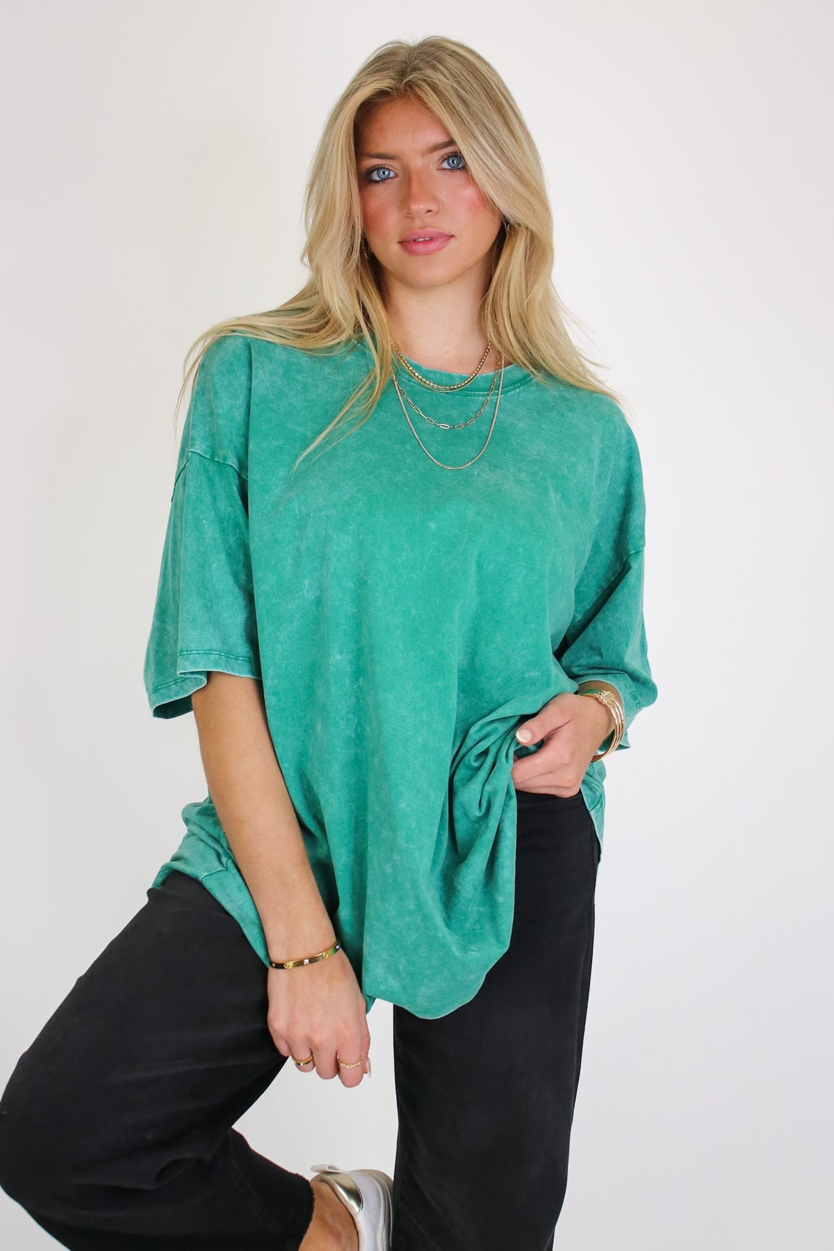 Weekend Awaits Mineral Wash Oversized Top