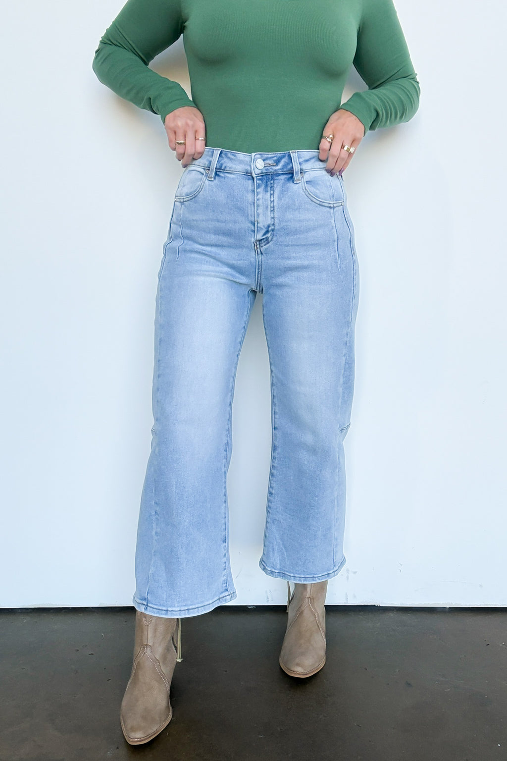 Susana Crop Wide Leg Seam Detail Jeans - Madison and Mallory
