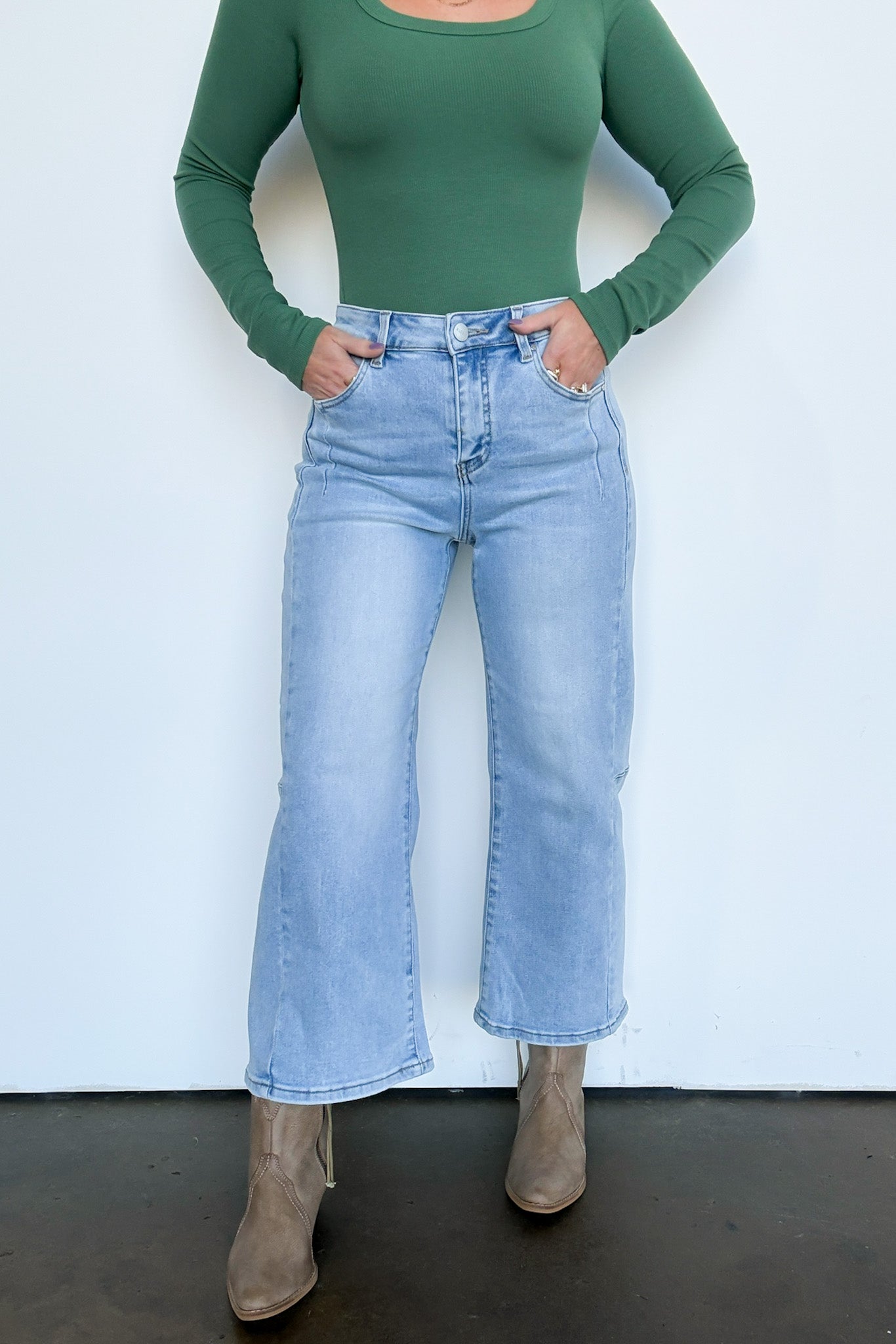 Susana Crop Wide Leg Seam Detail Jeans - Madison and Mallory