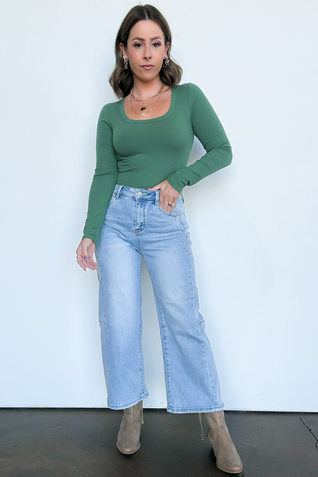 Susana Crop Wide Leg Seam Detail Jeans - Madison and Mallory