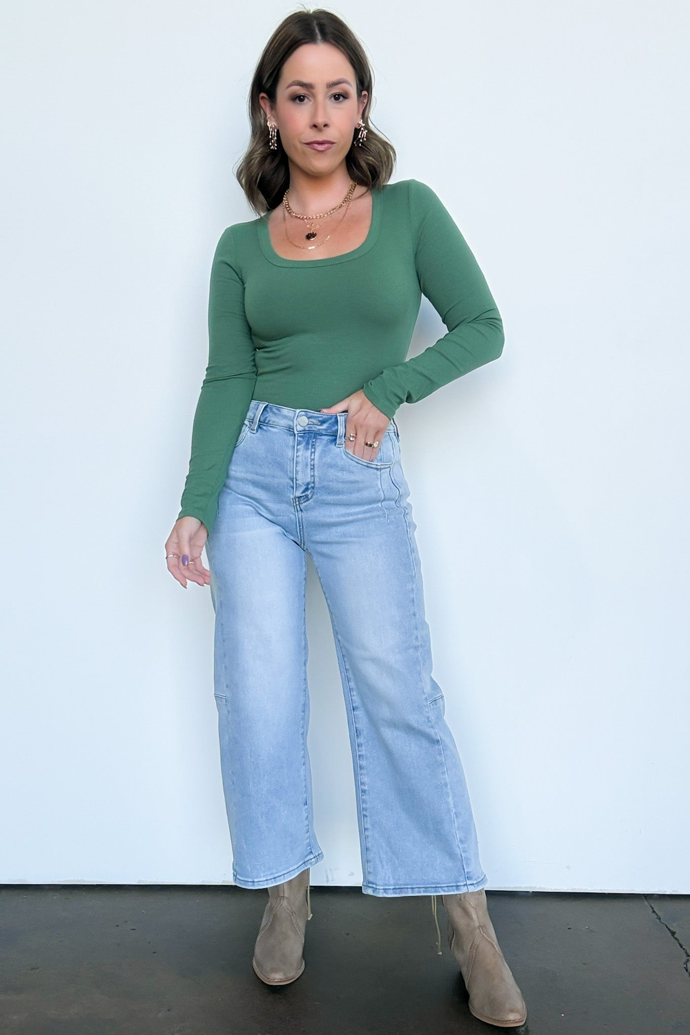  Susana Crop Wide Leg Seam Detail Jeans - Madison and Mallory