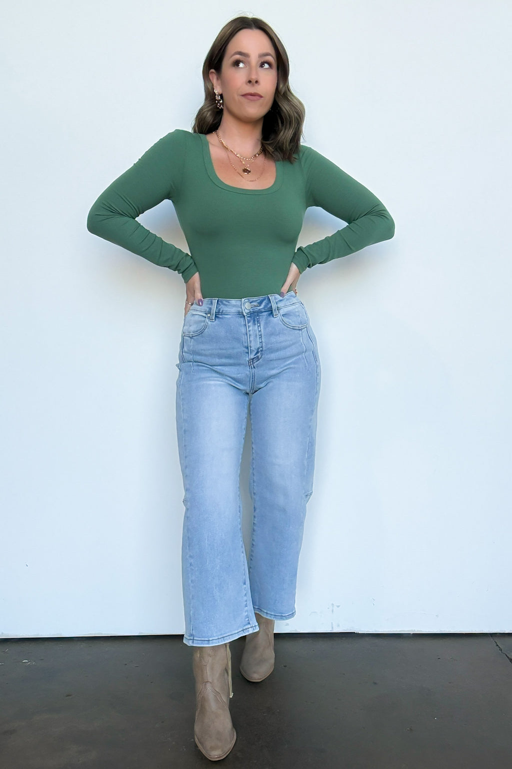 Susana Crop Wide Leg Seam Detail Jeans - Madison and Mallory
