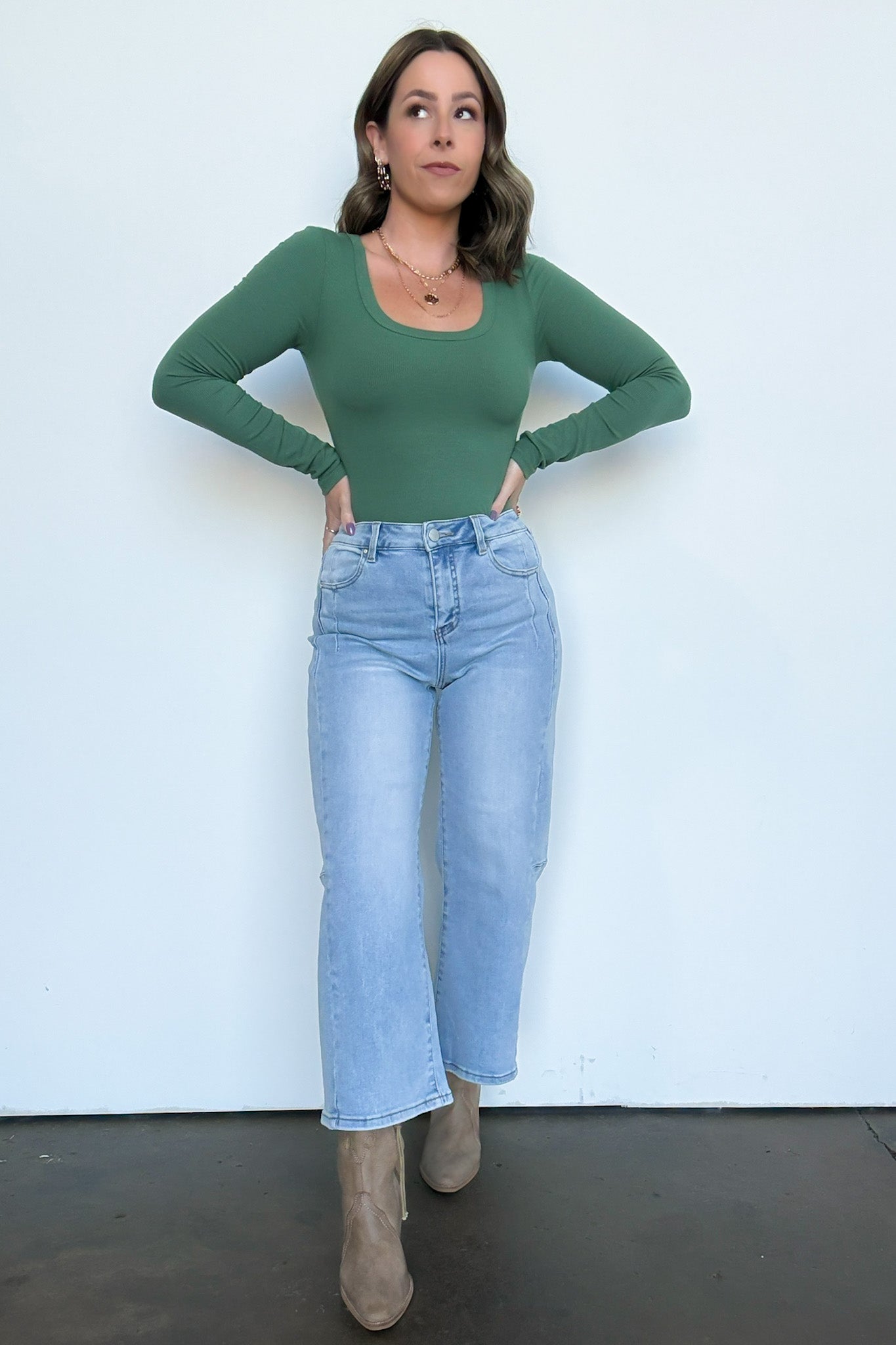 Susana Crop Wide Leg Seam Detail Jeans - Madison and Mallory