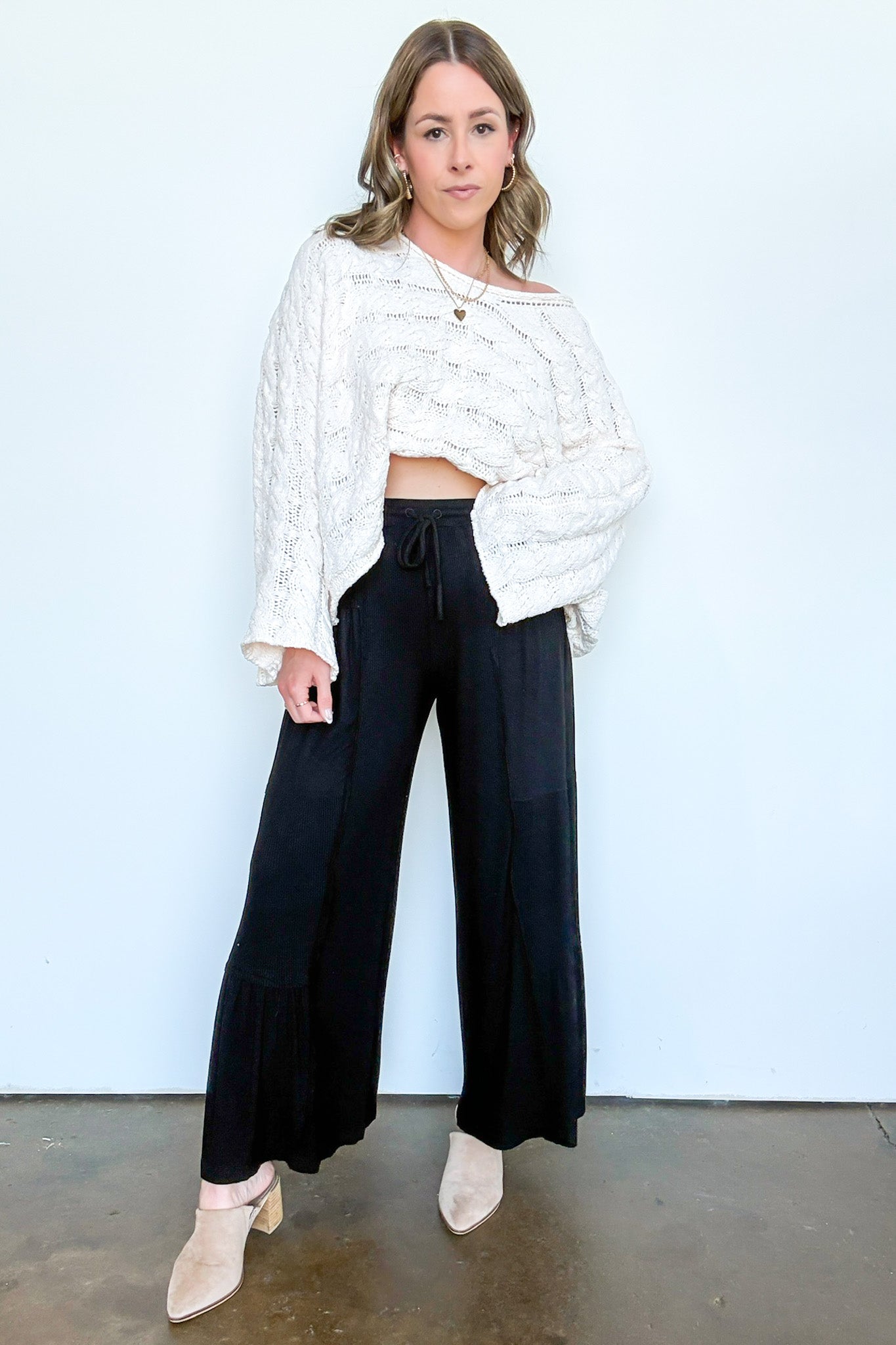  Naiara Ribbed Contrast Flowy Pants - Madison and Mallory