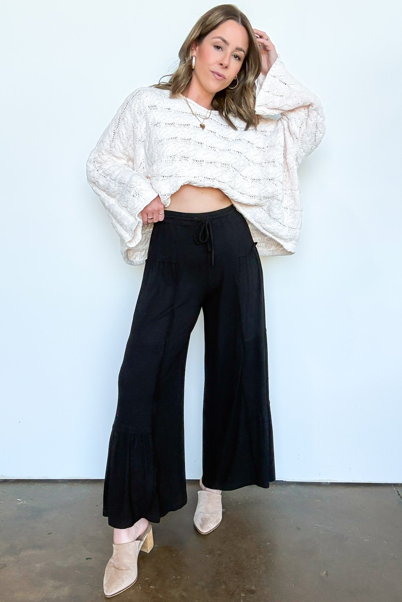  Naiara Ribbed Contrast Flowy Pants - Madison and Mallory