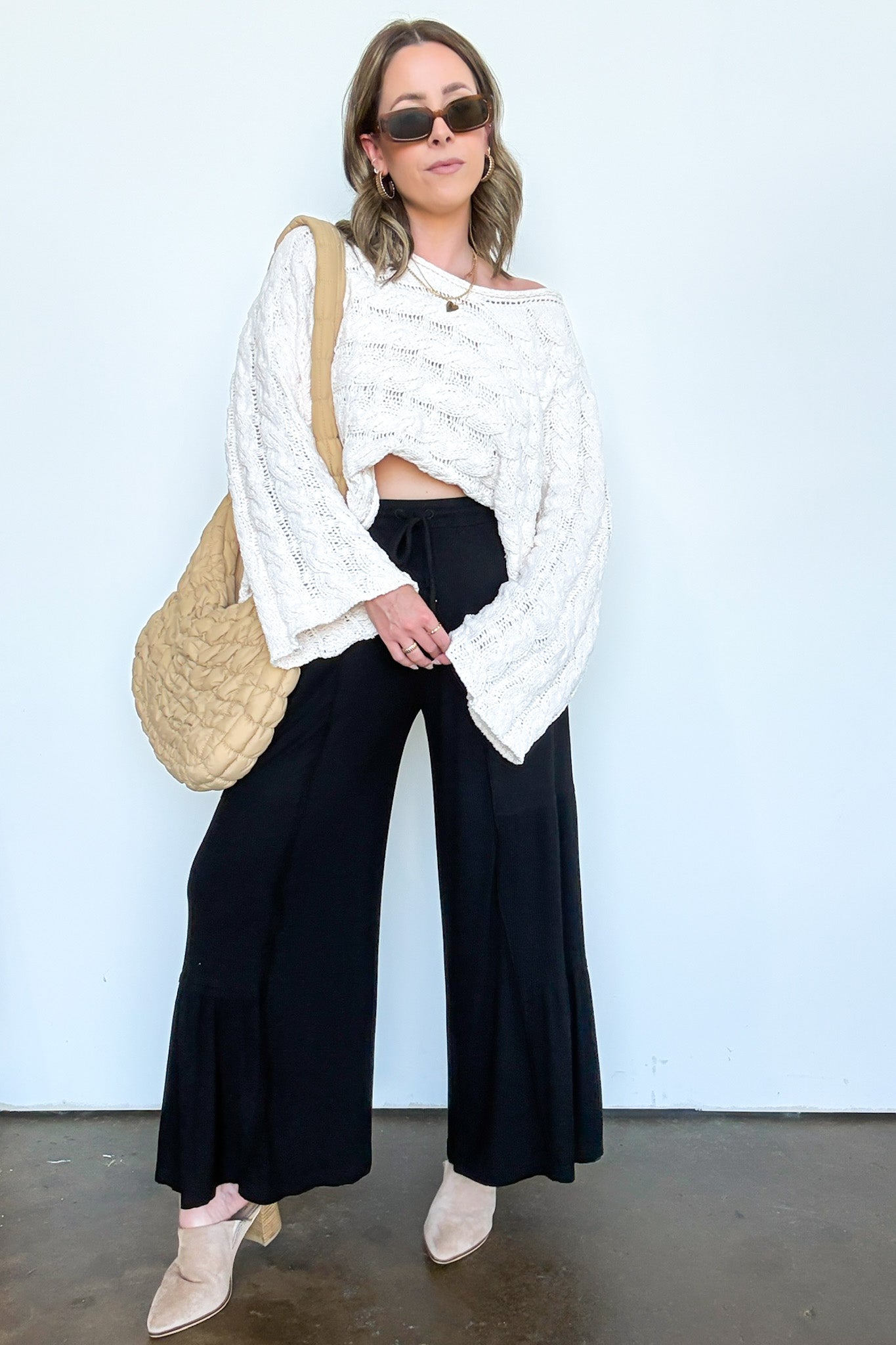  Naiara Ribbed Contrast Flowy Pants - Madison and Mallory