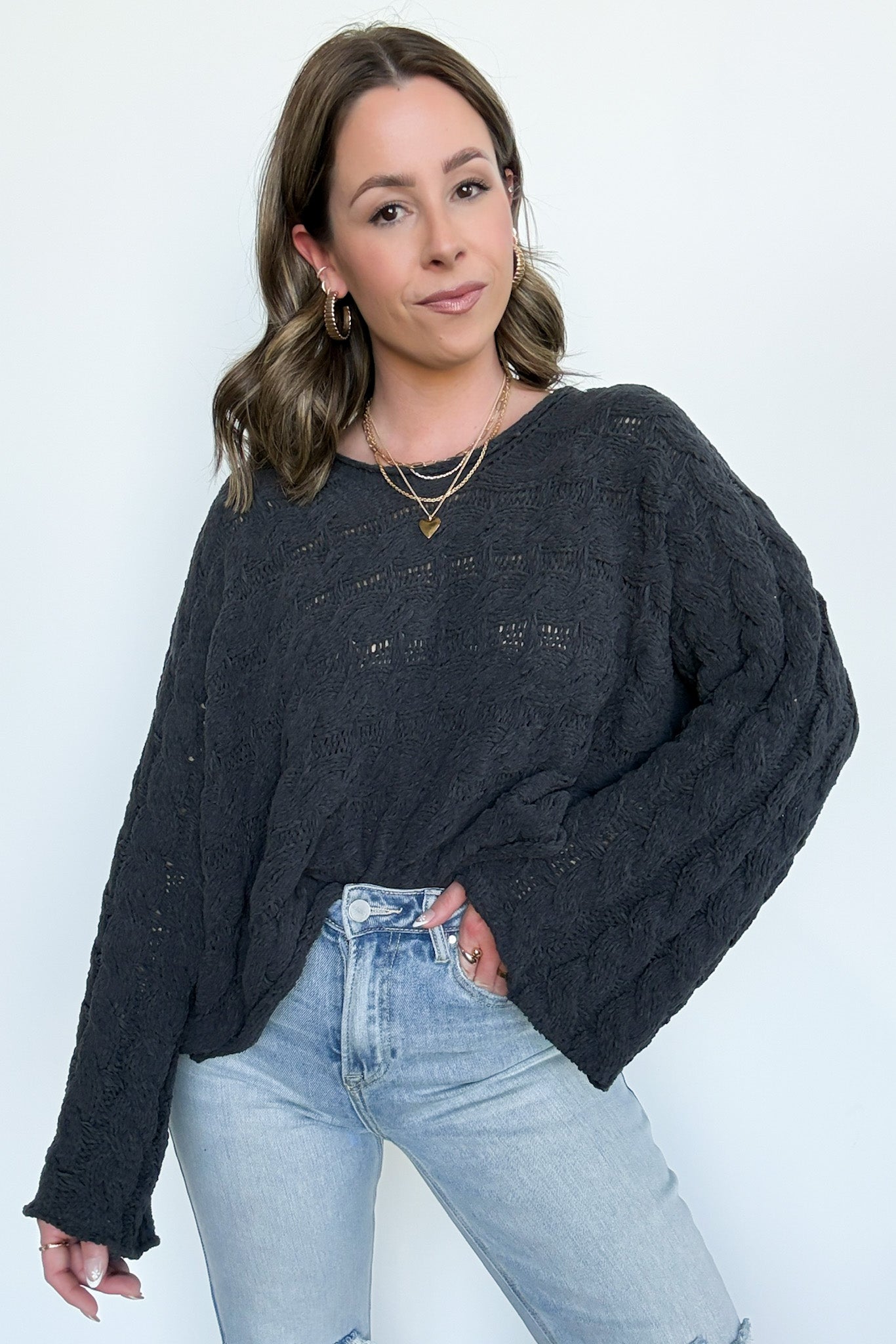  Sara Bell Sleeve Chenille Knit Sweater - Madison and Mallory