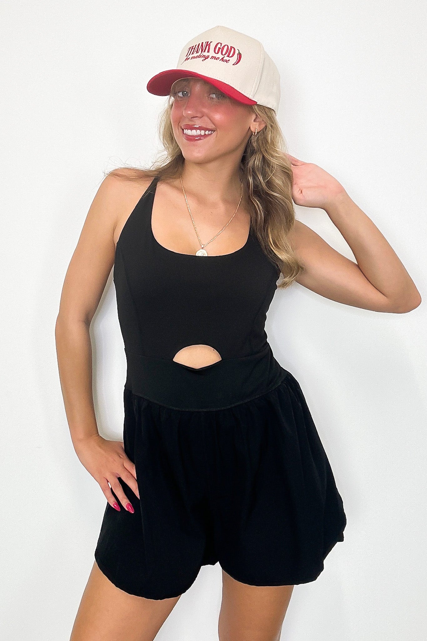 Black / S Haylee Cutout Active Romper - Madison and Mallory