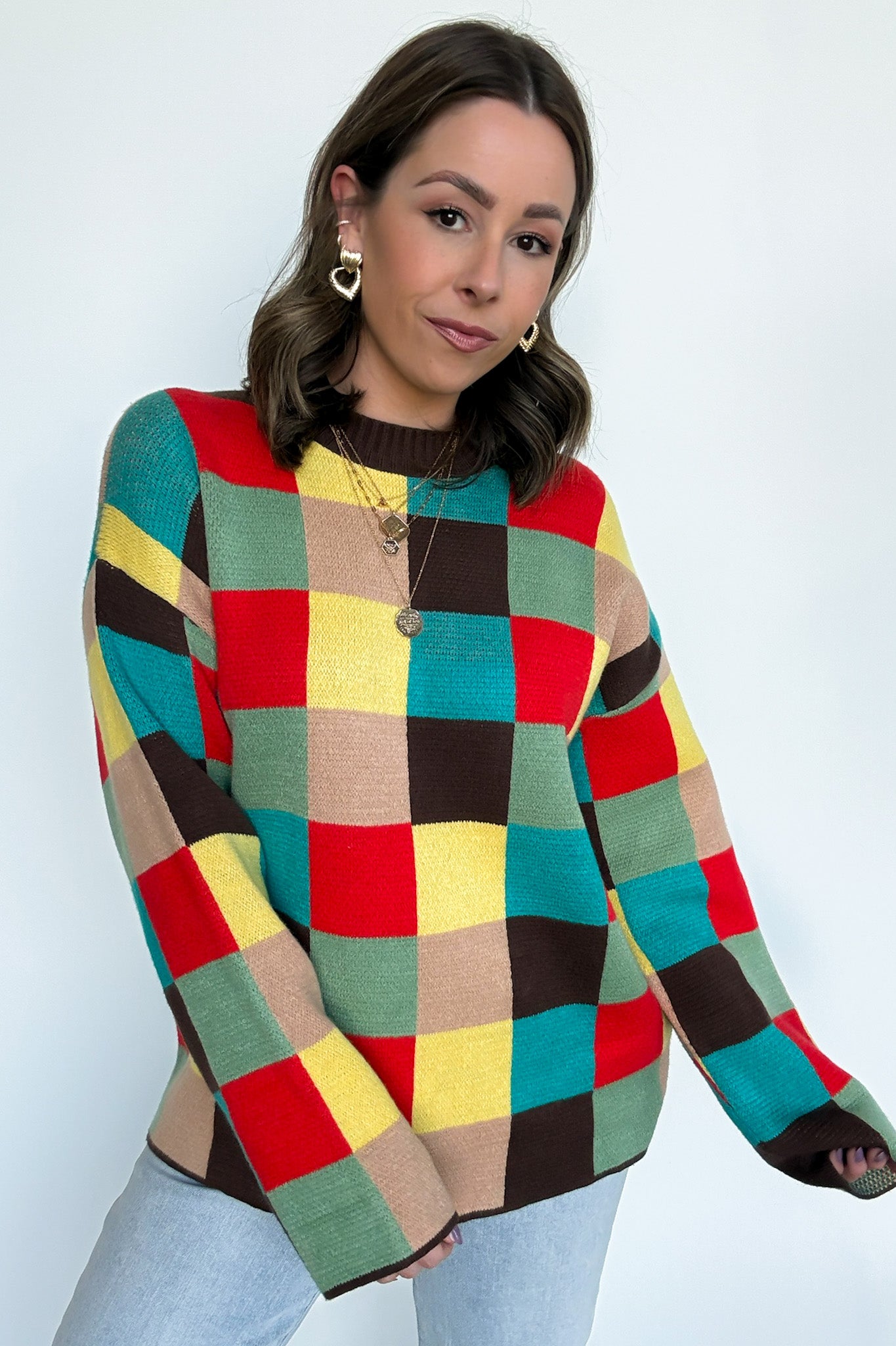  Check Please Multi Color Knit Sweater - Madison and Mallory