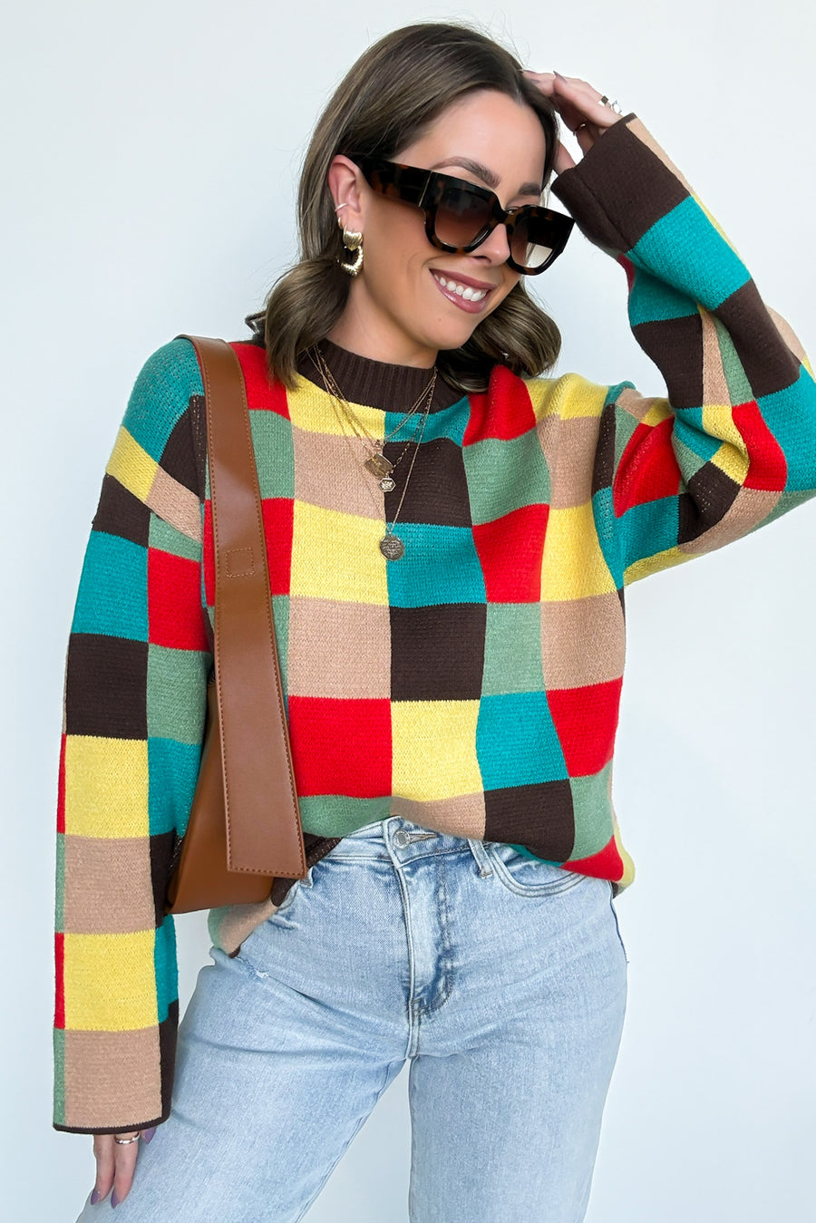  Check Please Multi Color Knit Sweater - Madison and Mallory