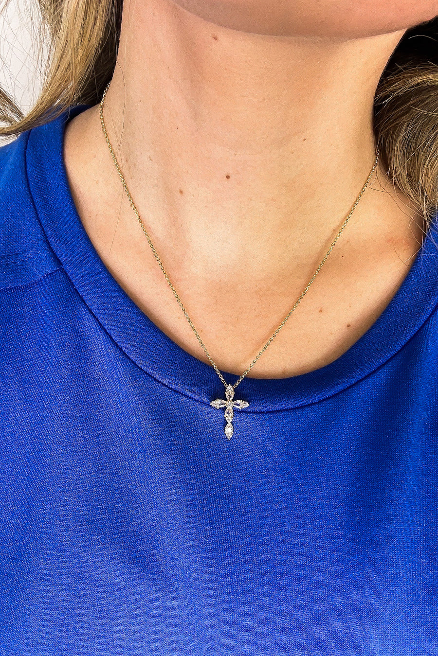 CZ Cross Gold Dainty Necklace - Madison and Mallory