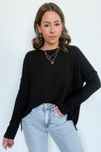 Coy Cutie Textured Raw Edge Boat Neck Top - BACK IN STOCK - Madison and Mallory