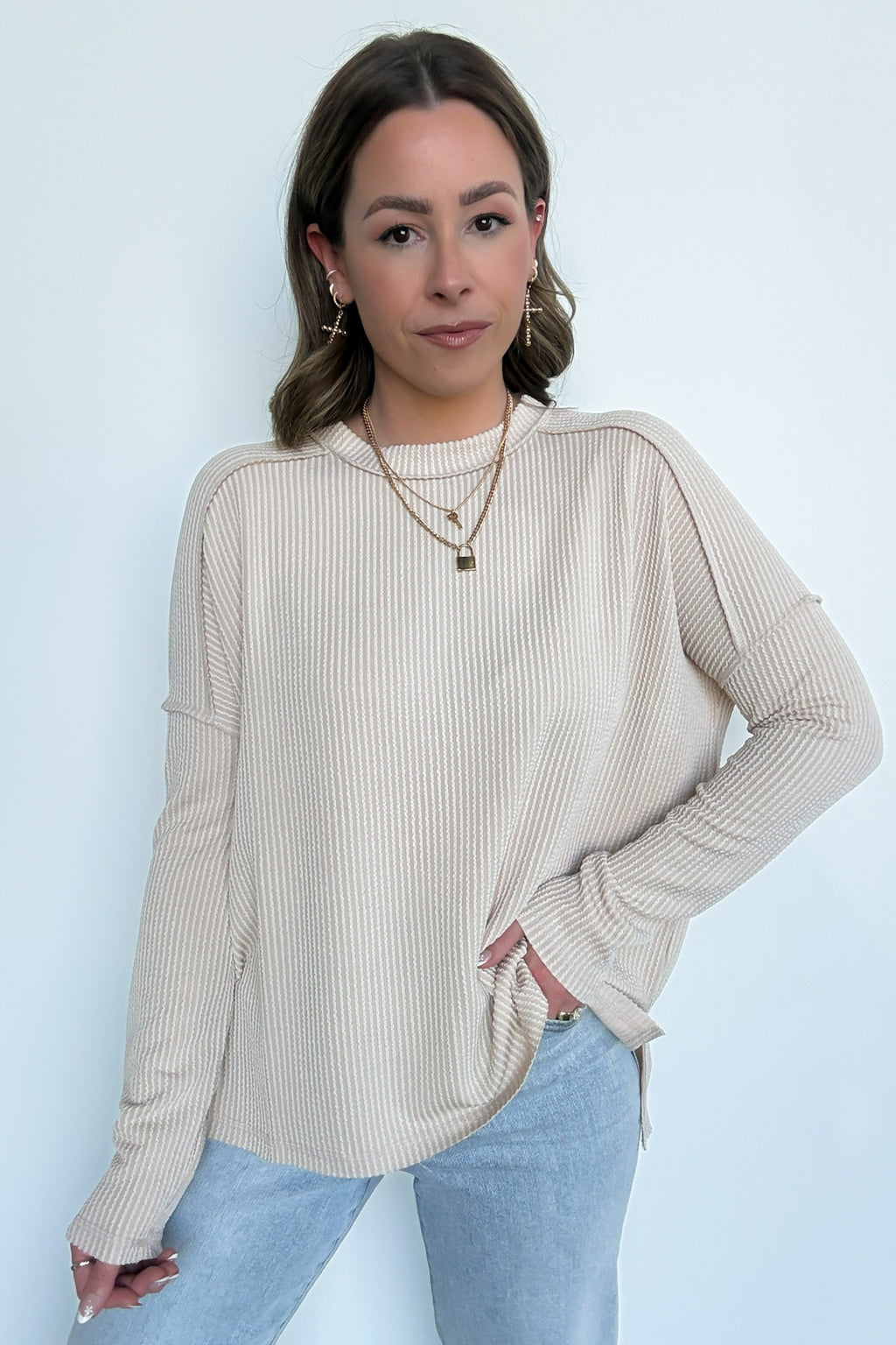 Coy Cutie Textured Raw Edge Boat Neck Top - BACK IN STOCK - Madison and Mallory