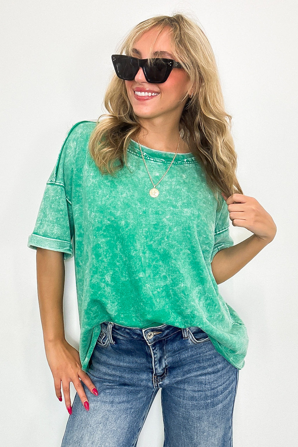 Kelly Green / SM Wild Drift Acid Wash Relaxed Tee - BACK IN STOCK - Madison and Mallory