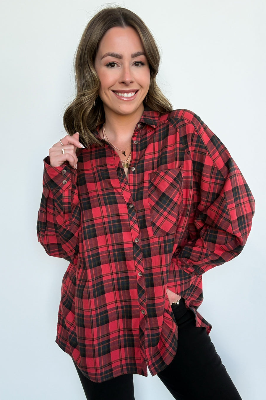  Walnut Cove Relaxed Vintage Plaid Flannel Top - Madison and Mallory