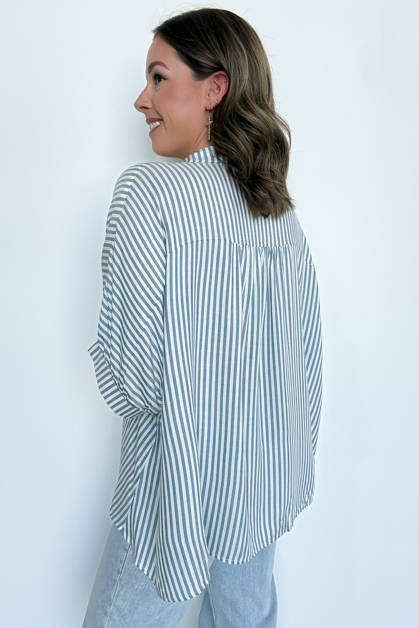  JoJo Striped Button Down Relaxed Top - BACK IN STOCK - Madison and Mallory