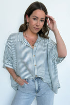  JoJo Striped Button Down Relaxed Top - BACK IN STOCK - Madison and Mallory