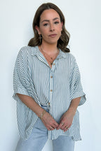 JoJo Striped Button Down Oversized Top - BACK IN STOCK - Madison and Mallory