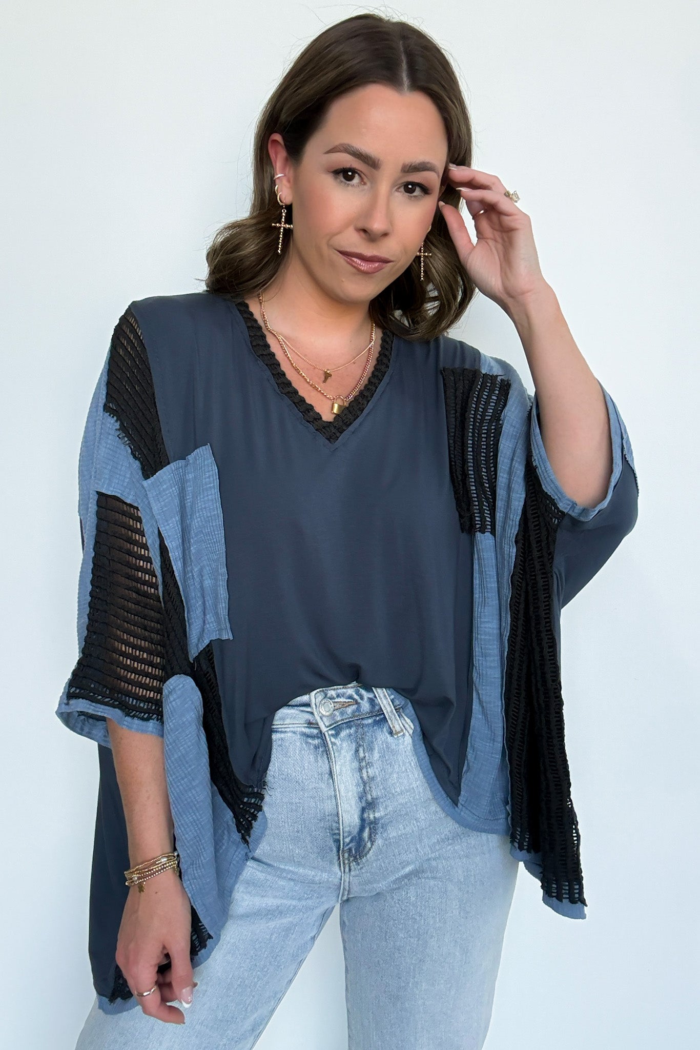  Rylan Oversize High Low Contrast Top - BACK IN STOCK - Madison and Mallory