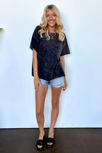 Vintage Edge Washed Drop Shoulder Top - Madison and Mallory