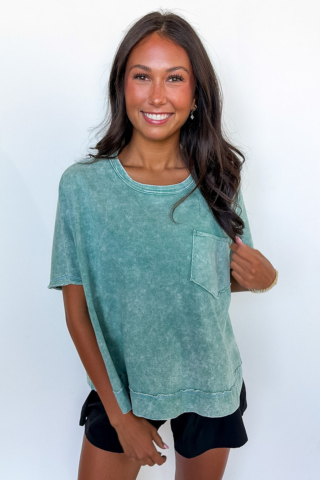 Dark Green / SM Halo Drift Oversized Pocket Top - Madison and Mallory