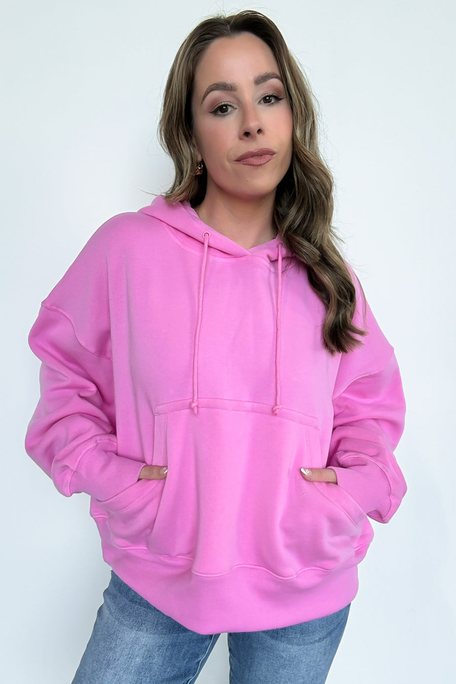 Candy Pink / S Addie Oversized Fleece Hoodie Pullover - BACK IN STOCK - Madison and Mallory