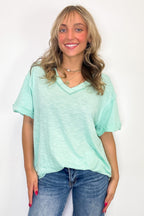 Retro Pop Relaxed V-Neck Short Sleeve Top - BACK IN STOCK - Madison and Mallory