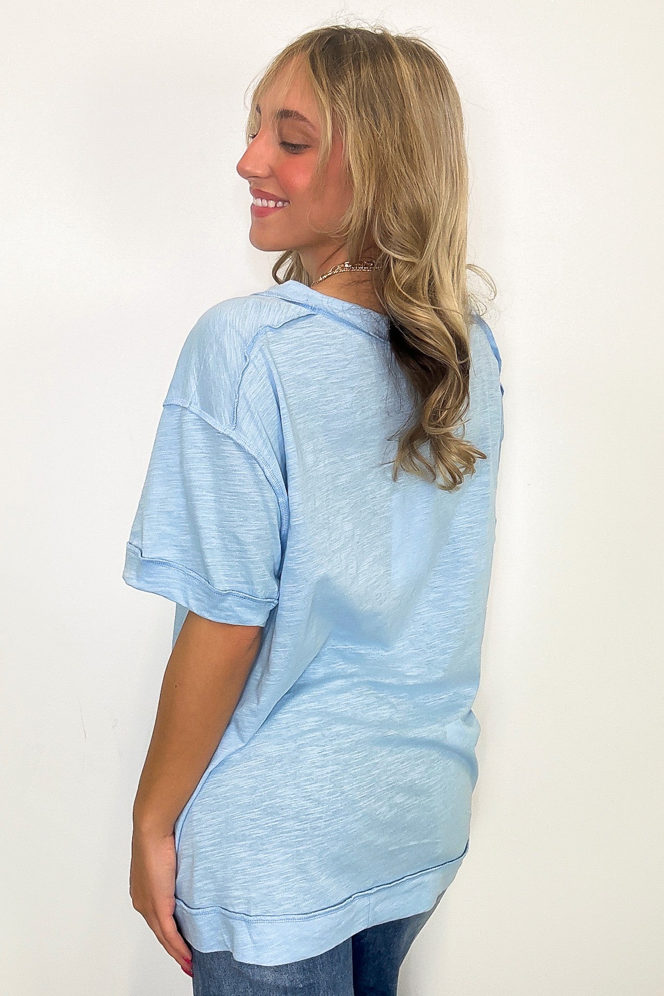 Retro Pop Relaxed V-Neck Short Sleeve Top - Madison and Mallory