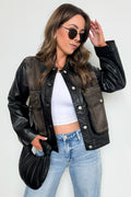 Black / S Invite Only Washed Faux Leather Jacket - Madison and Mallory