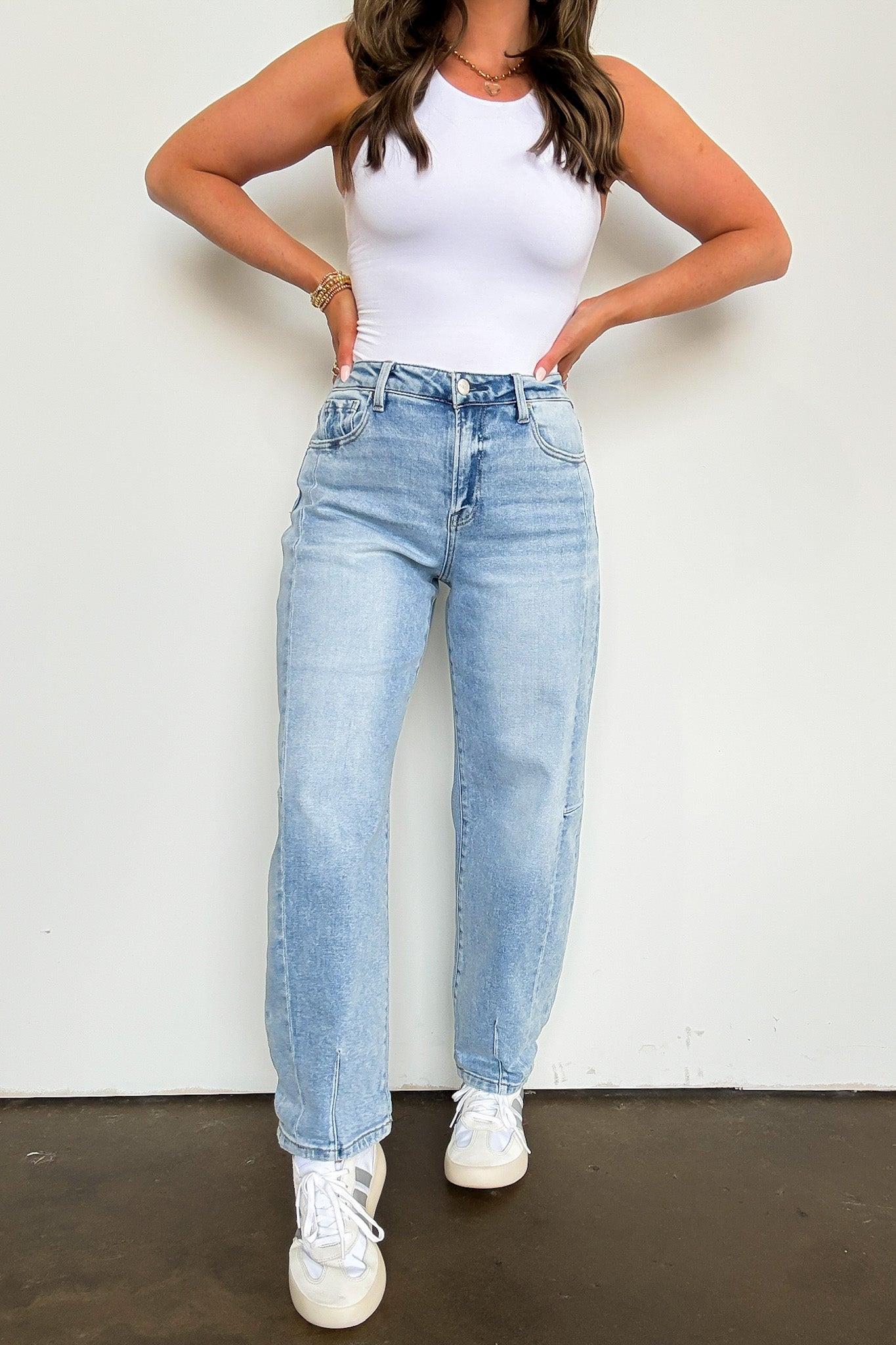 Layne Barrel Leg Denim Jeans - Madison and Mallory