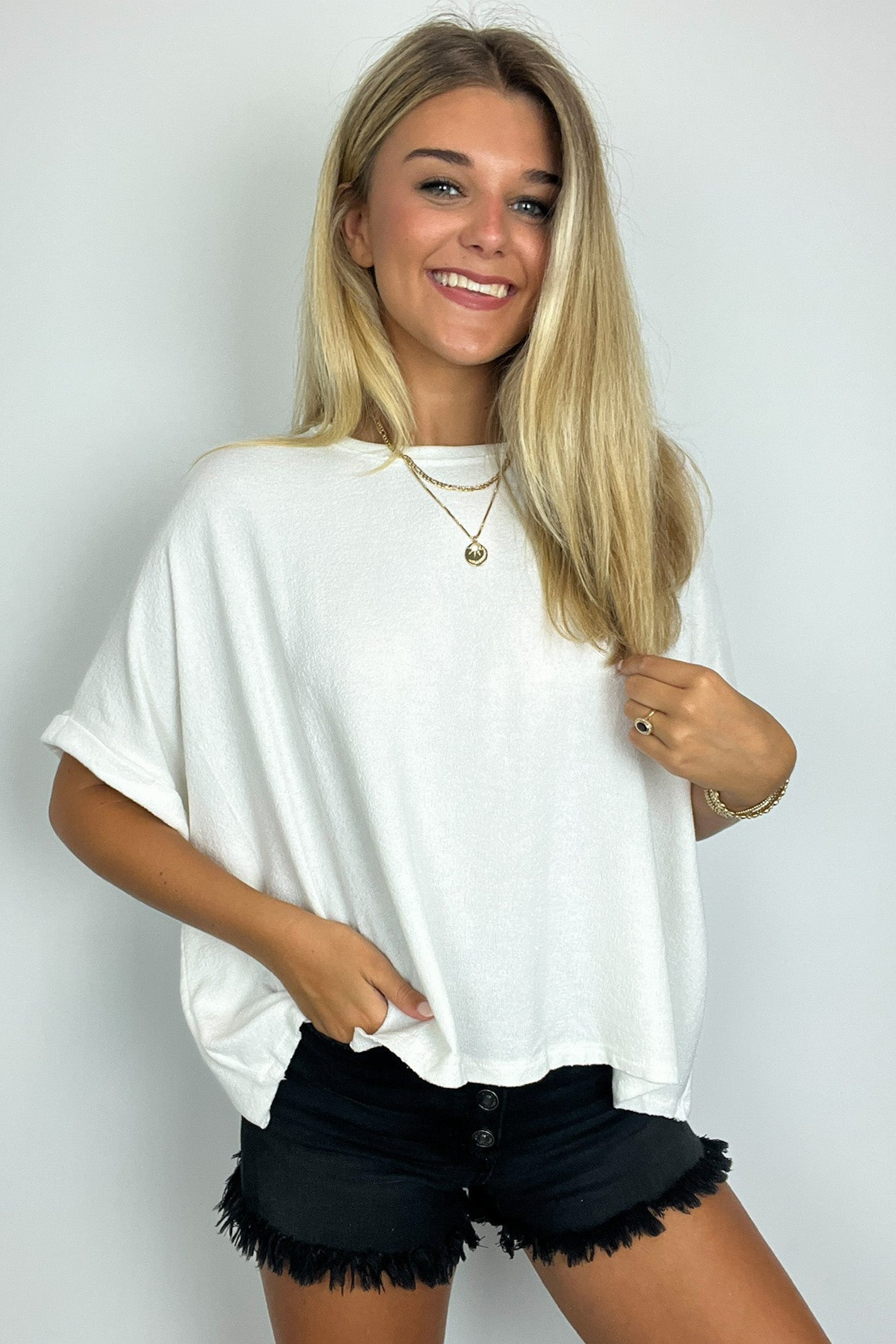 Paula Relaxed Cuffed Sleeve Top - FINAL SALE - Madison and Mallory