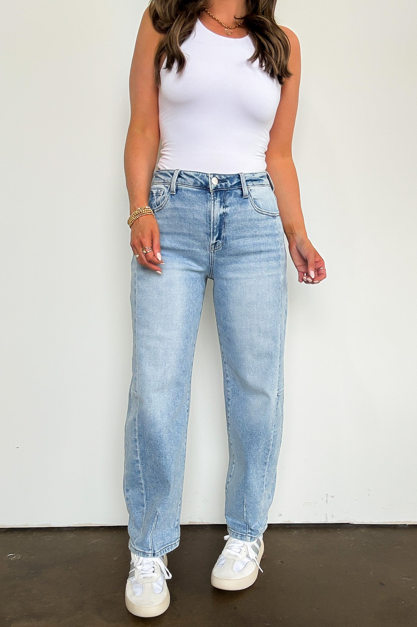 1 / Medium Layne Barrel Leg Denim Jeans - Madison and Mallory