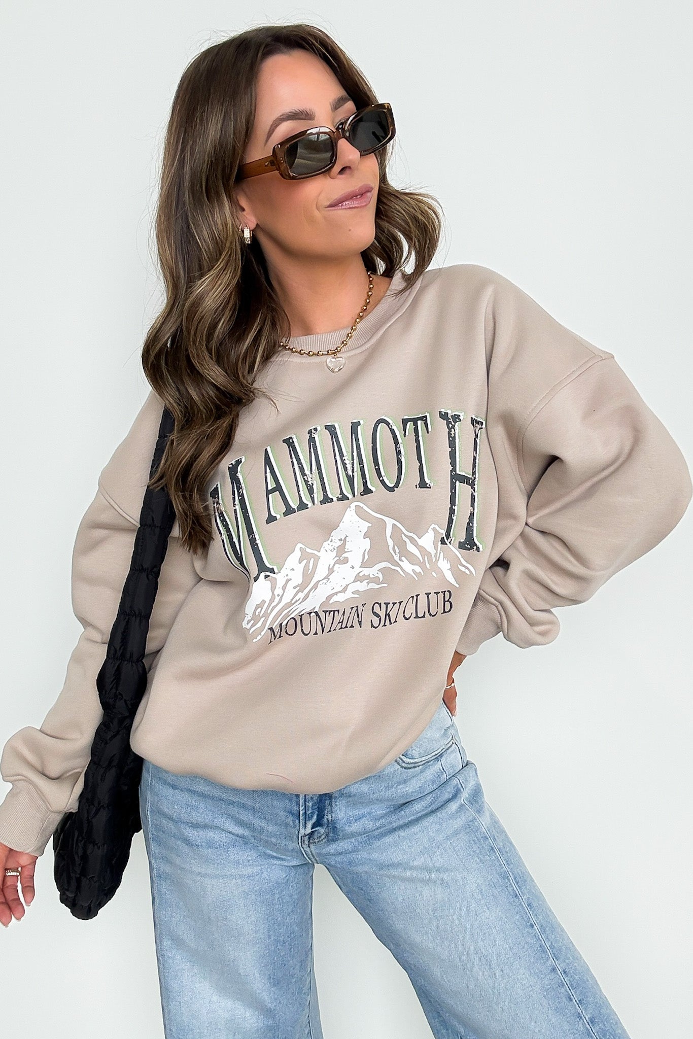 Taupe / XS Mammoth Mountain Ski Club Oversized Graphic Sweatshirt - Madison and Mallory