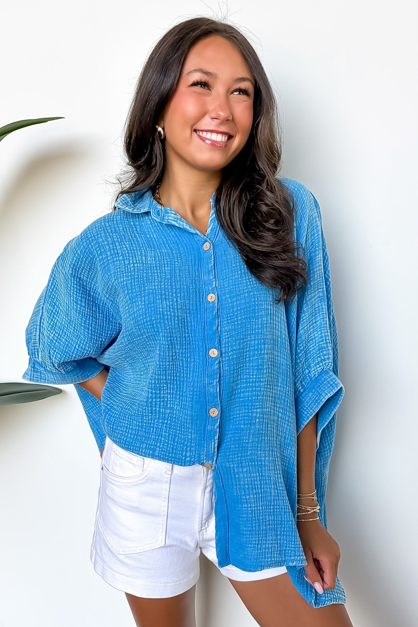 Carleen Washed Gauze Button Down Top - BACK IN STOCK