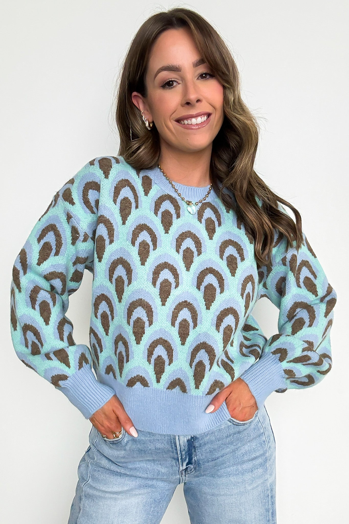 Perfect Concept Scale Jacquard Knit Sweater - Madison and Mallory