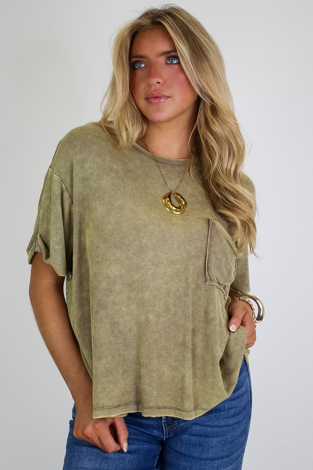 Rylee Mineral Wash Rib Knit Top