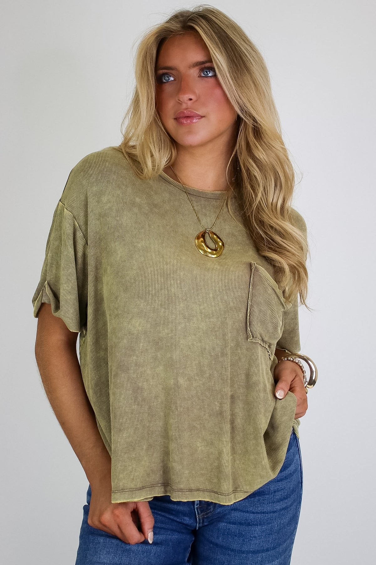Rylee Mineral Wash Rib Knit Top