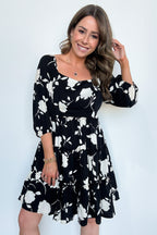 Gaelle Floral Square Neck Dress - FINAL SALE - Madison and Mallory