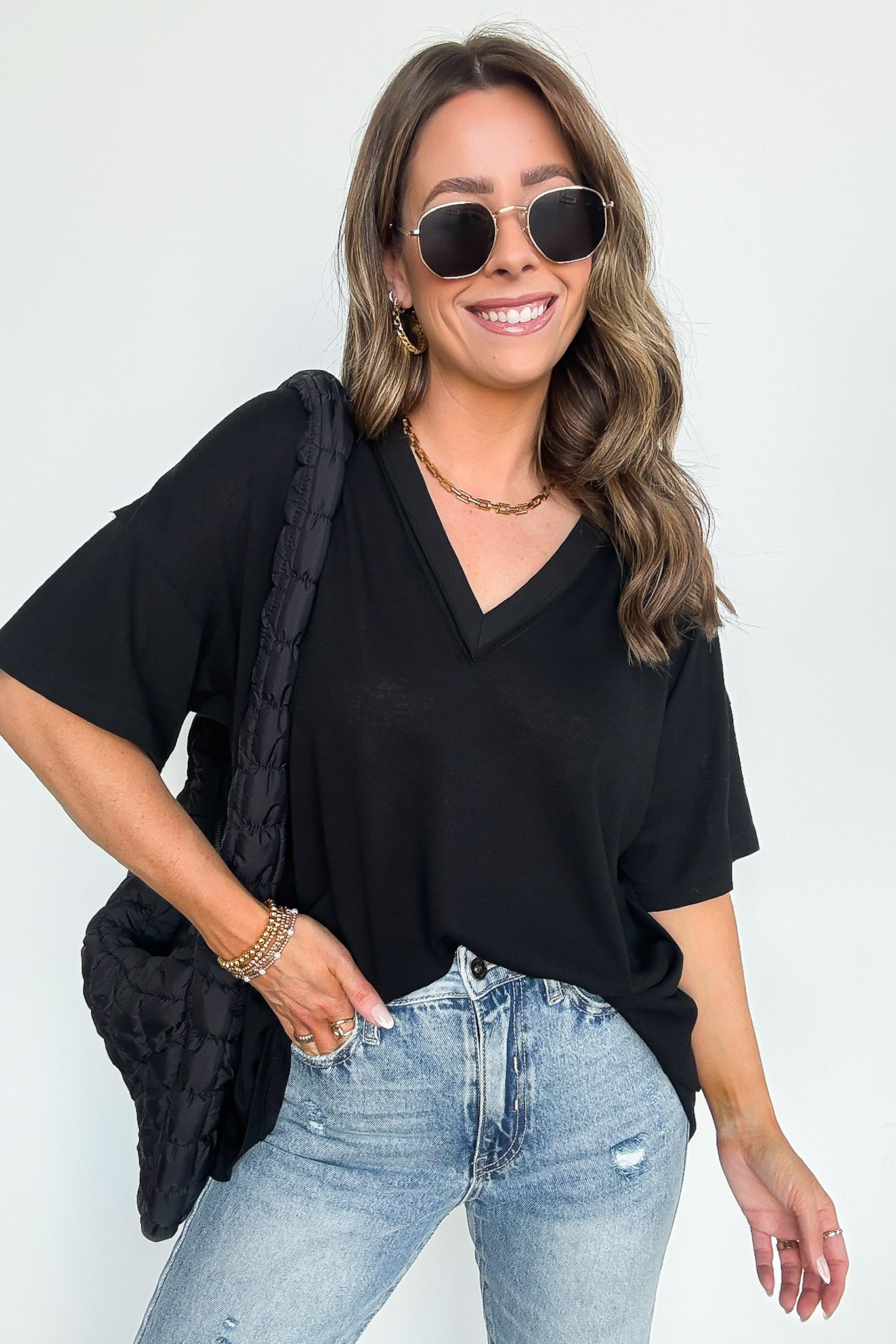 Black / S Free Spirit Stone Washed Tee - Madison and Mallory