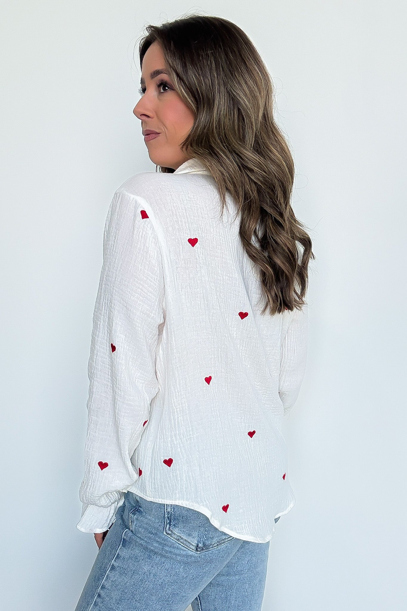 All You Need is Love Heart Embroidered Button Down - Madison and Mallory