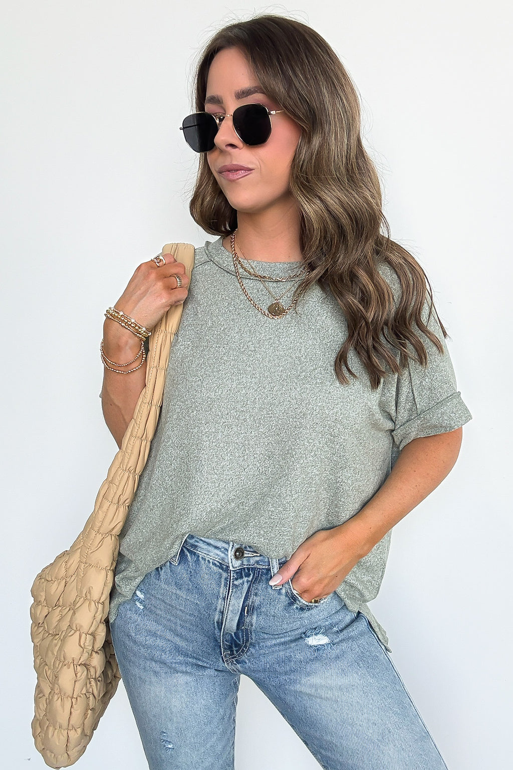Sunday Muse Melange High Low Tee - BACK IN STOCK - Madison and Mallory
