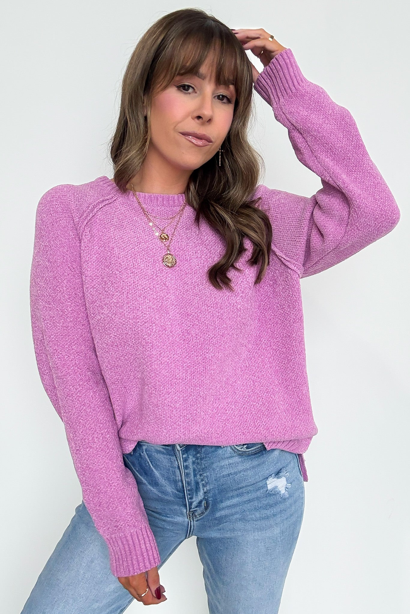 Easily Endearing Chenille Knit Raglan Sweater - BACK IN STOCK - Madison and Mallory