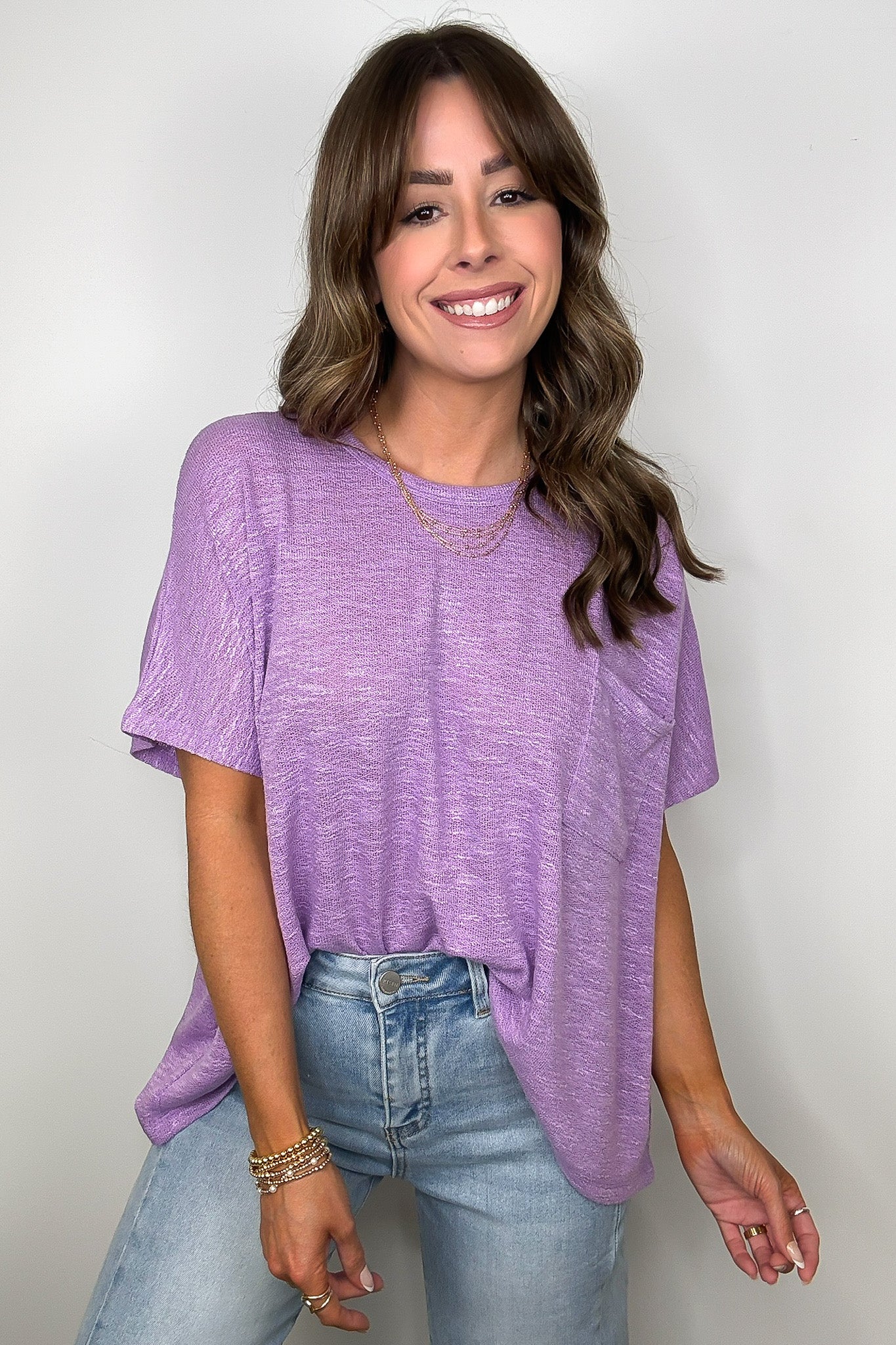 Bright Lavender / SM Zen Zone Oversized Knit Pocket Top - BACK IN STOCK - Madison and Mallory