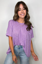 Zen Zone Oversized Semi-Sheer Knit Pocket Top - Madison and Mallory