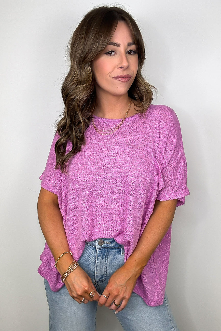 Bright Mauve / SM Zen Zone Oversized Lightweight Knit Pocket Top - BACK IN STOCK - Madison and Mallory