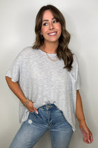 Light Gray / SM Zen Zone Oversized Semi-Sheer Knit Pocket Top - BACK IN STOCK - Madison and Mallory