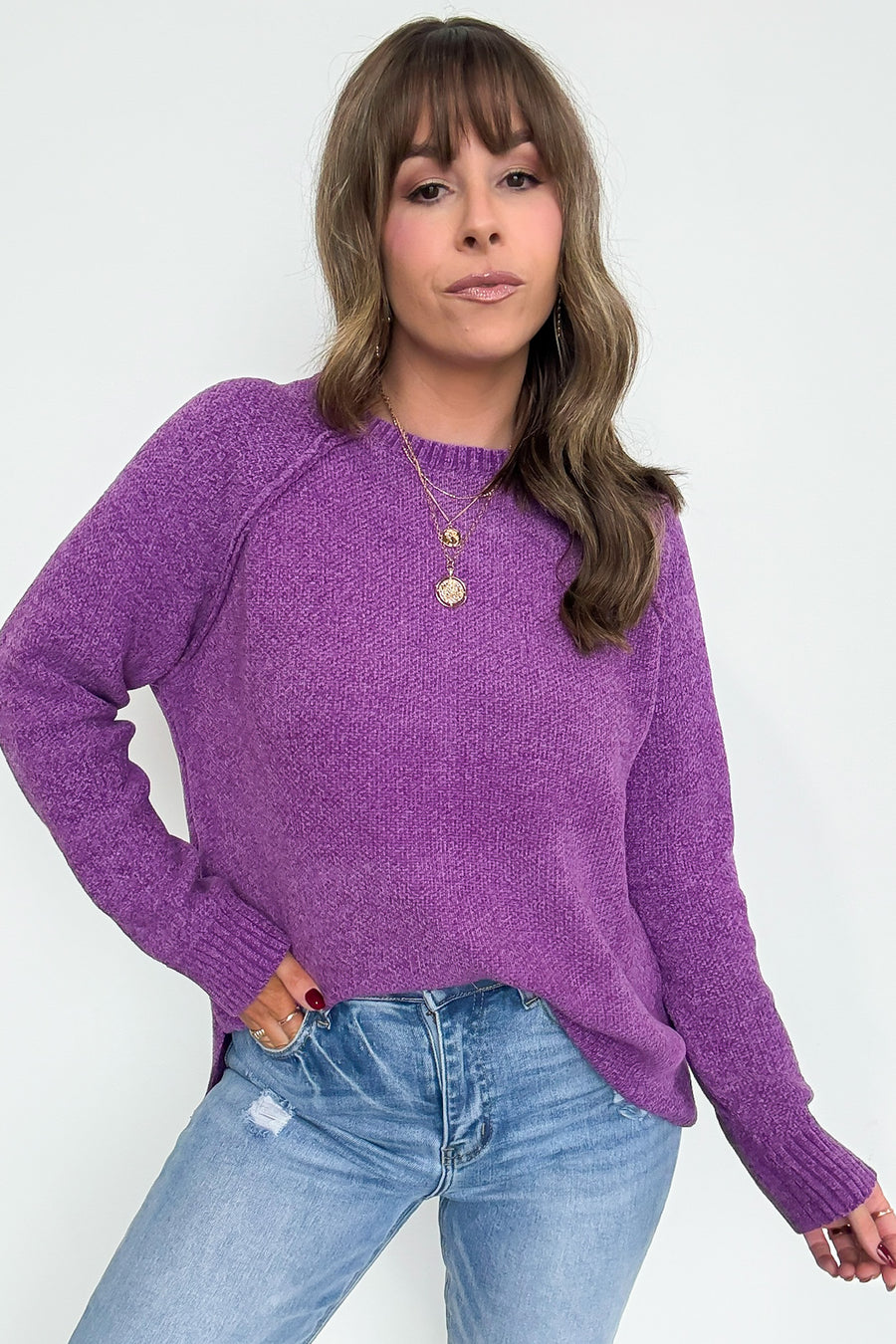 Easily Endearing Chenille Knit Raglan Sweater - BACK IN STOCK